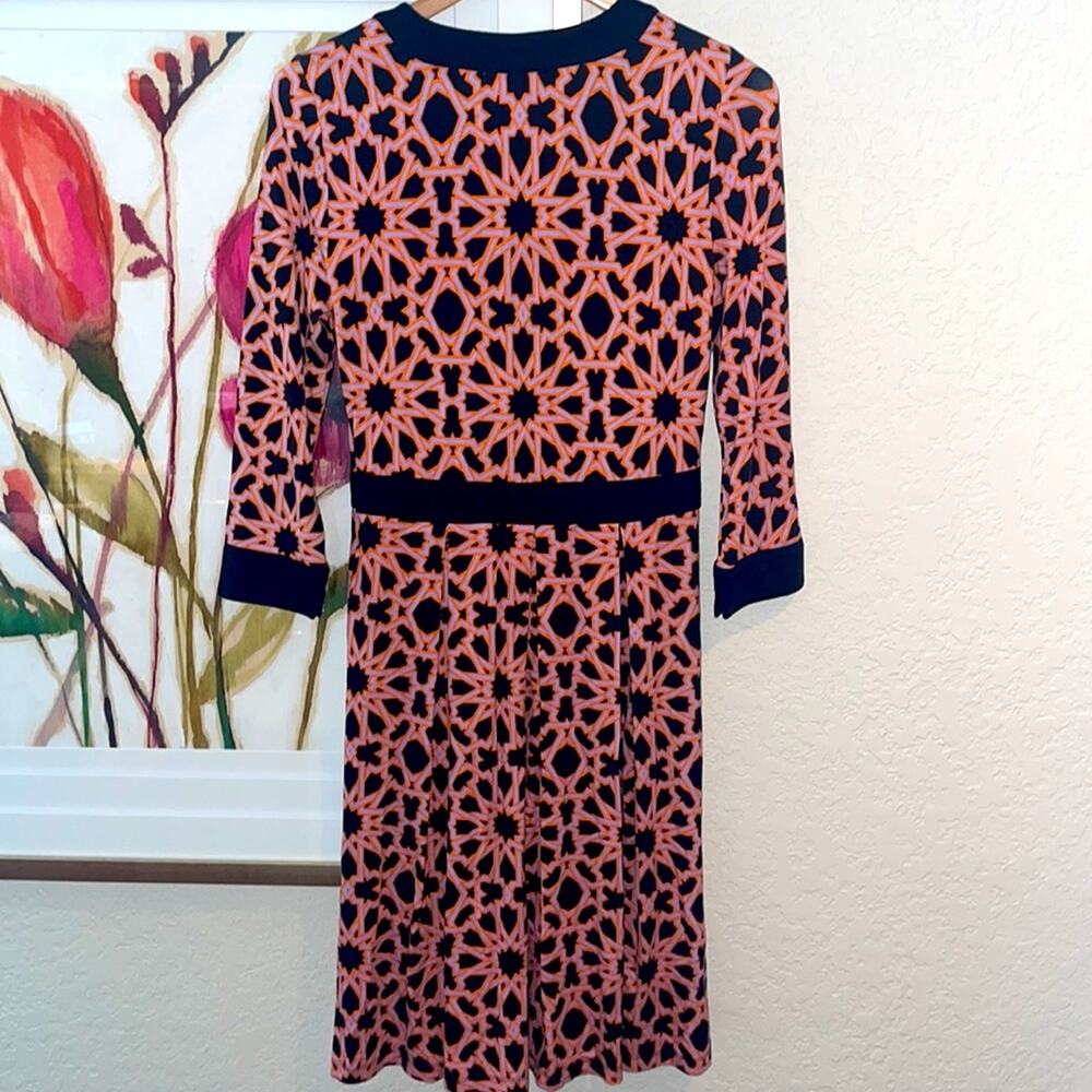 Adrianna Papell Blue Orange Geometric Dress Stretchy Office Flower Power 70s - Picture 4 of 8